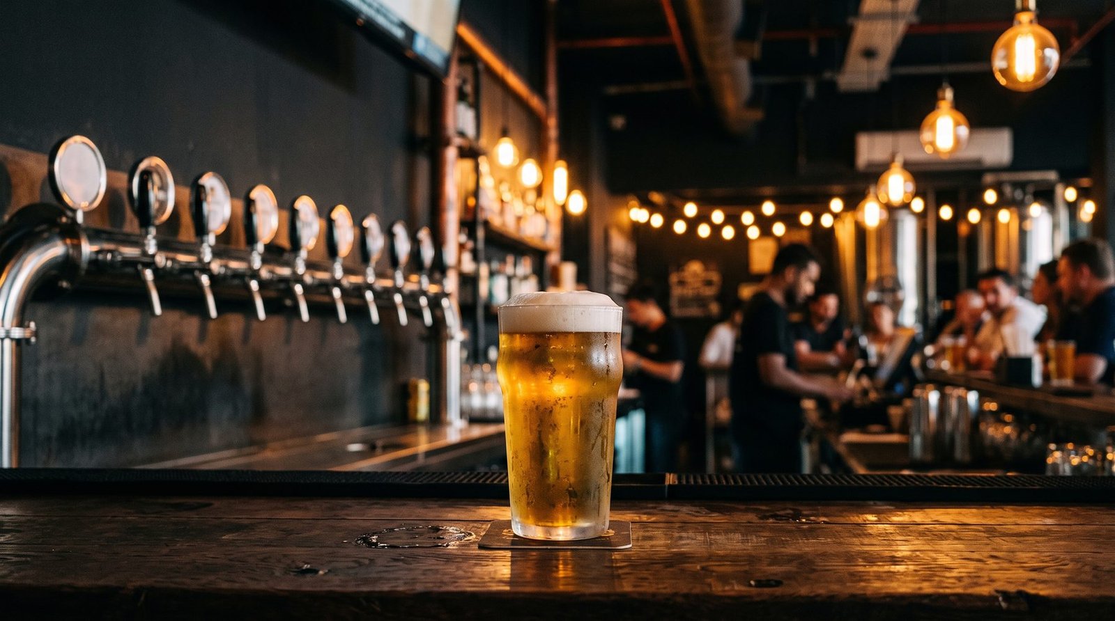 Beer taps at the bar